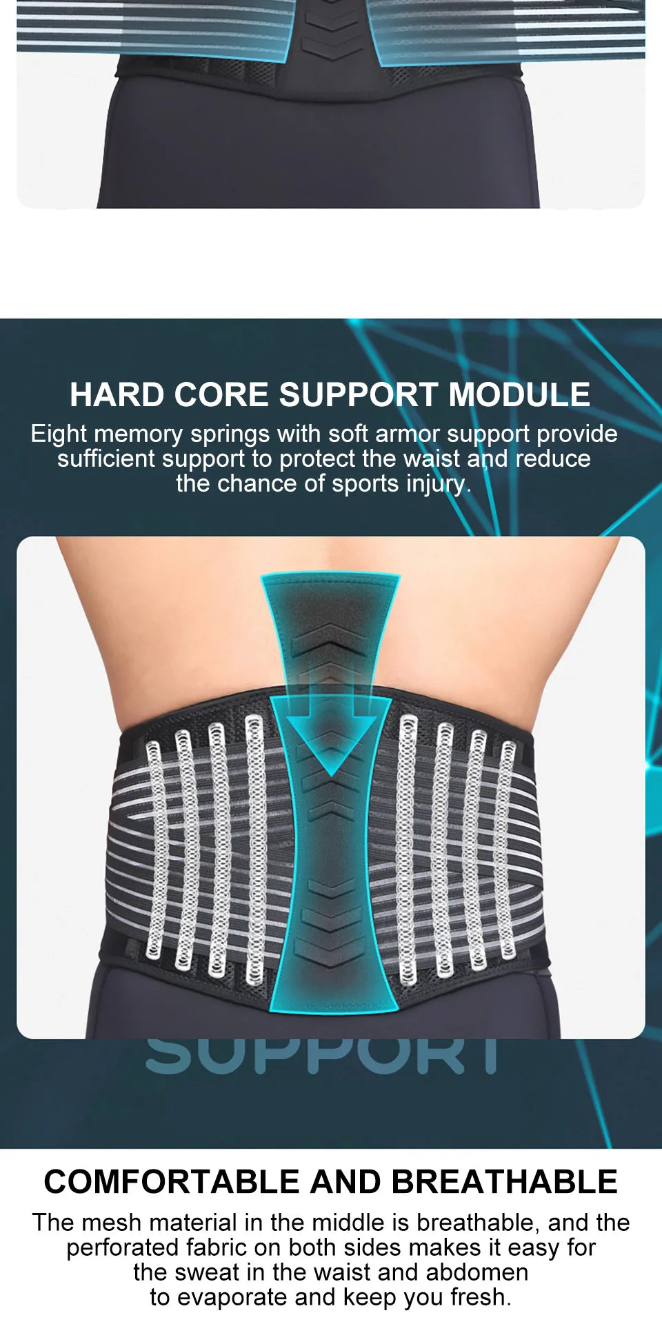AOLIKES Adjustable Back Lumbar Support Belt