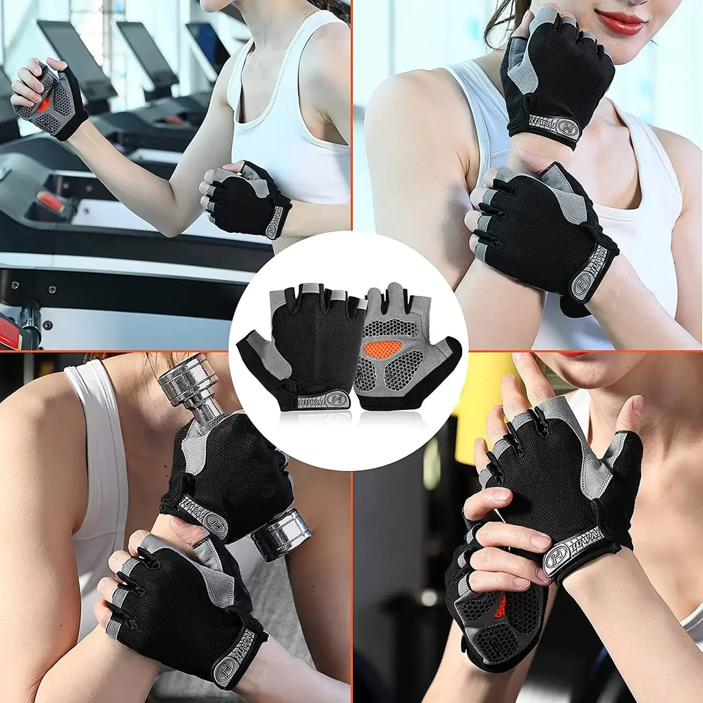 Fingerless Gym Gloves Women Men Weightlifting