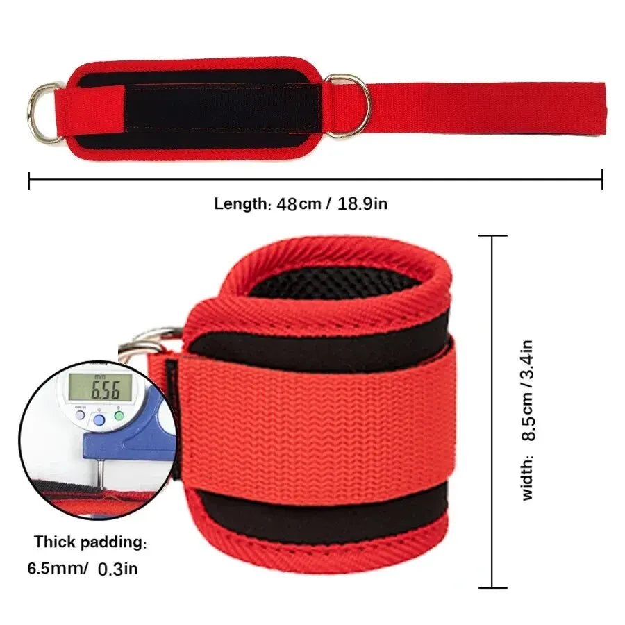 Fitness Ankle Straps Adjustable D-Ring Support